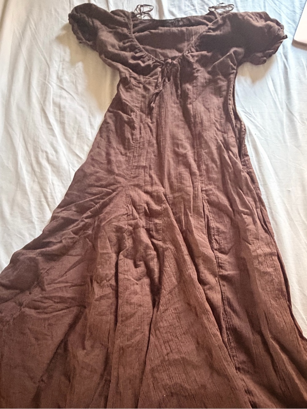 Zara Chocolate Brown Maxi Dress with Tie-Front - Picture 4 of 11